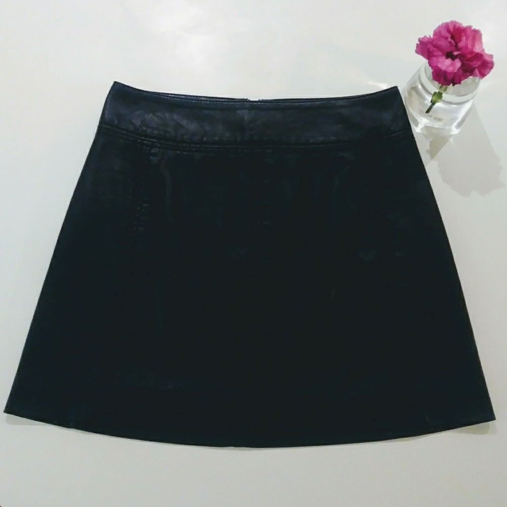 Free People - black faux leather mini skirt size 2